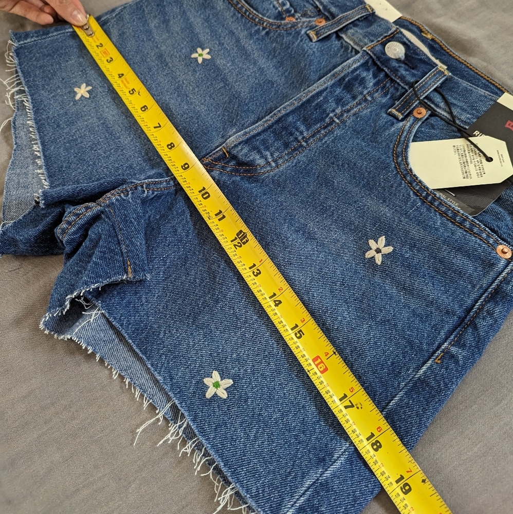 Levi's Ribcage Embroidered Cutoff Jean Shorts - Picture 8 of 11